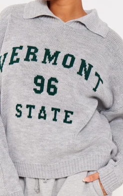 PrettyLittleThing Sweaters*Plus Vermont 96 State Collar Detail Sweater