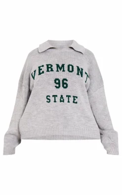 PrettyLittleThing Sweaters*Plus Vermont 96 State Collar Detail Sweater