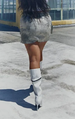 Hot PrettyLittleThing Plus Washed Twill Cargo Micro Mini Skirt Grey