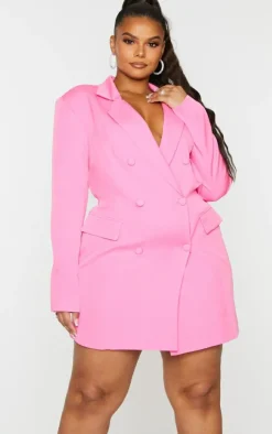 Plus Double Breasted Structured Blazer Dress-PrettyLittleThing Clearance