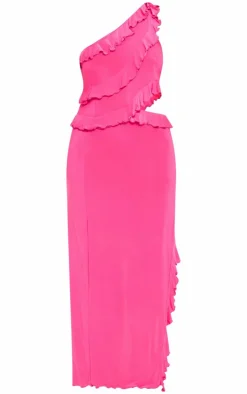 Plus Ruffle Detail Slinky Maxi Dress-PrettyLittleThing Hot