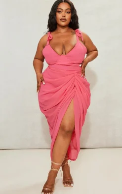 Plus Underwire Detail Draped Midi Dress-PrettyLittleThing Discount