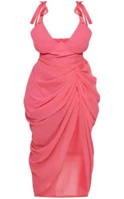 Plus Underwire Detail Draped Midi Dress-PrettyLittleThing Discount