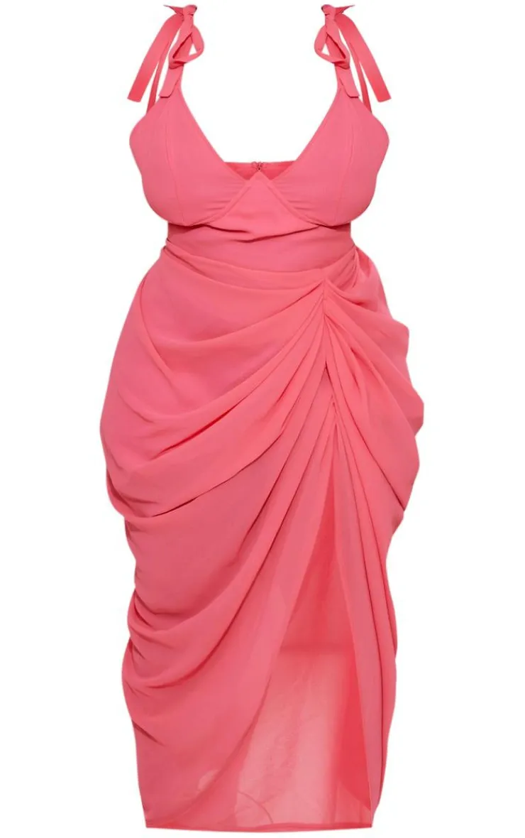 Plus Underwire Detail Draped Midi Dress-PrettyLittleThing Discount