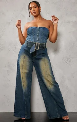 PrettyLittleThing Corsets*Plus Hook And Eye Bandeau Denim Corset
