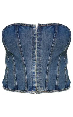 PrettyLittleThing Corsets*Plus Hook And Eye Bandeau Denim Corset