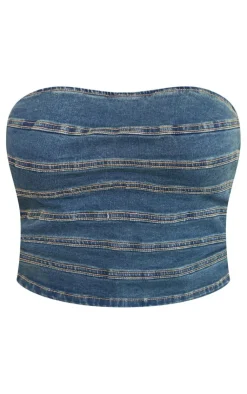 PrettyLittleThing Corsets*Plus Seam Detail Stretch Denim Corset