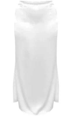PrettyLittleThing Plus Ivory Satin Midaxi Skirt Mocha