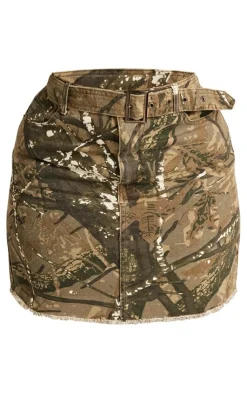 Plus Camo Print Belted Cargo Mini Skirt-PrettyLittleThing New