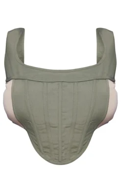 Outlet PrettyLittleThing Plus Cargo Panel Corset Khaki