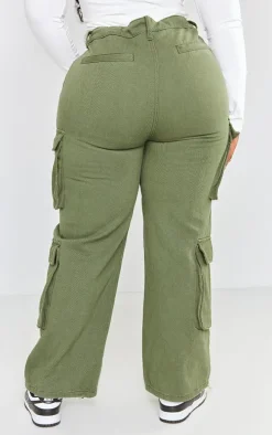 Plus Khaki Cargo Toggle Hem Jeans