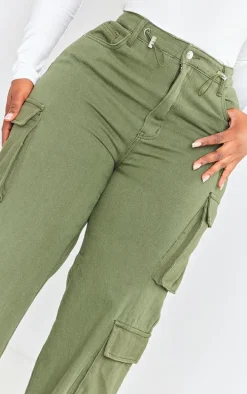 Plus Khaki Cargo Toggle Hem Jeans