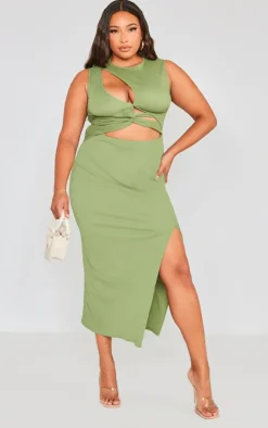 Plus Cut Out Front Bodycon Midi Dress-PrettyLittleThing Outlet