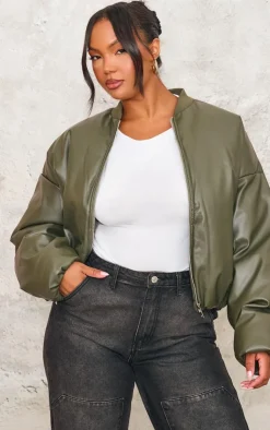 PrettyLittleThing Bomber Jackets*Plus Faux Leather Oversized Bomber Jacket