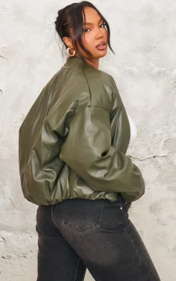 PrettyLittleThing Bomber Jackets*Plus Faux Leather Oversized Bomber Jacket