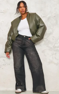 PrettyLittleThing Bomber Jackets*Plus Faux Leather Oversized Bomber Jacket