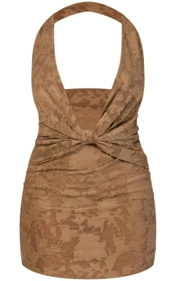 Plus Floral Sheer Burnout Knot Cowl Bodycon Dress-PrettyLittleThing Sale