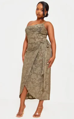 Plus Floral Tie Side Midi Dress-PrettyLittleThing Discount