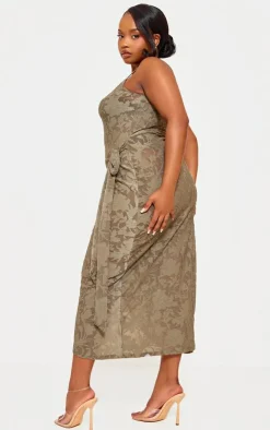 Plus Floral Tie Side Midi Dress-PrettyLittleThing Discount