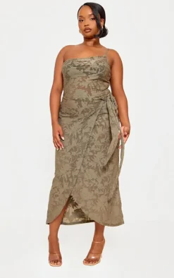 Plus Floral Tie Side Midi Dress-PrettyLittleThing Discount