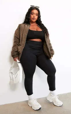 PrettyLittleThing Bomber Jackets*Plus Ribbed Neck Bomber Jacket