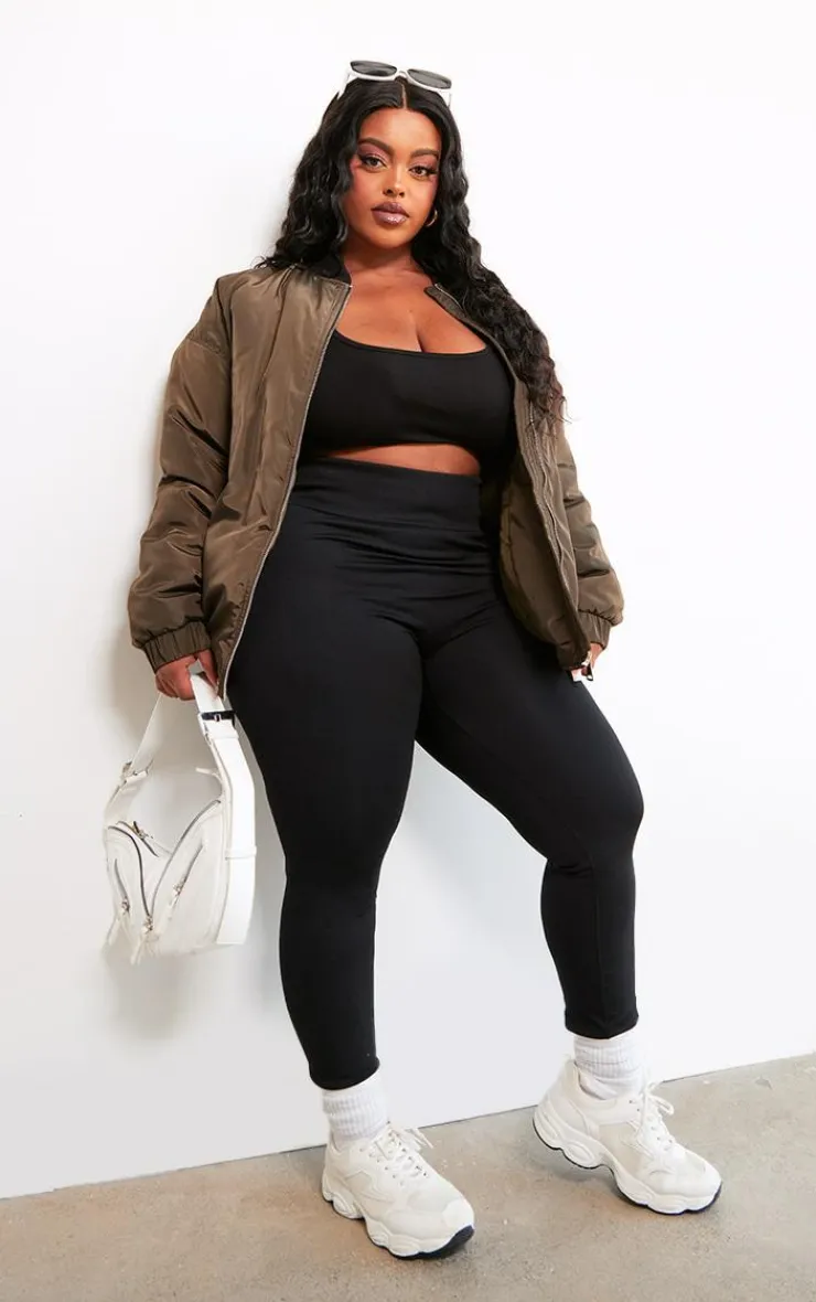 PrettyLittleThing Bomber Jackets*Plus Ribbed Neck Bomber Jacket