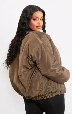 PrettyLittleThing Bomber Jackets*Plus Ribbed Neck Bomber Jacket