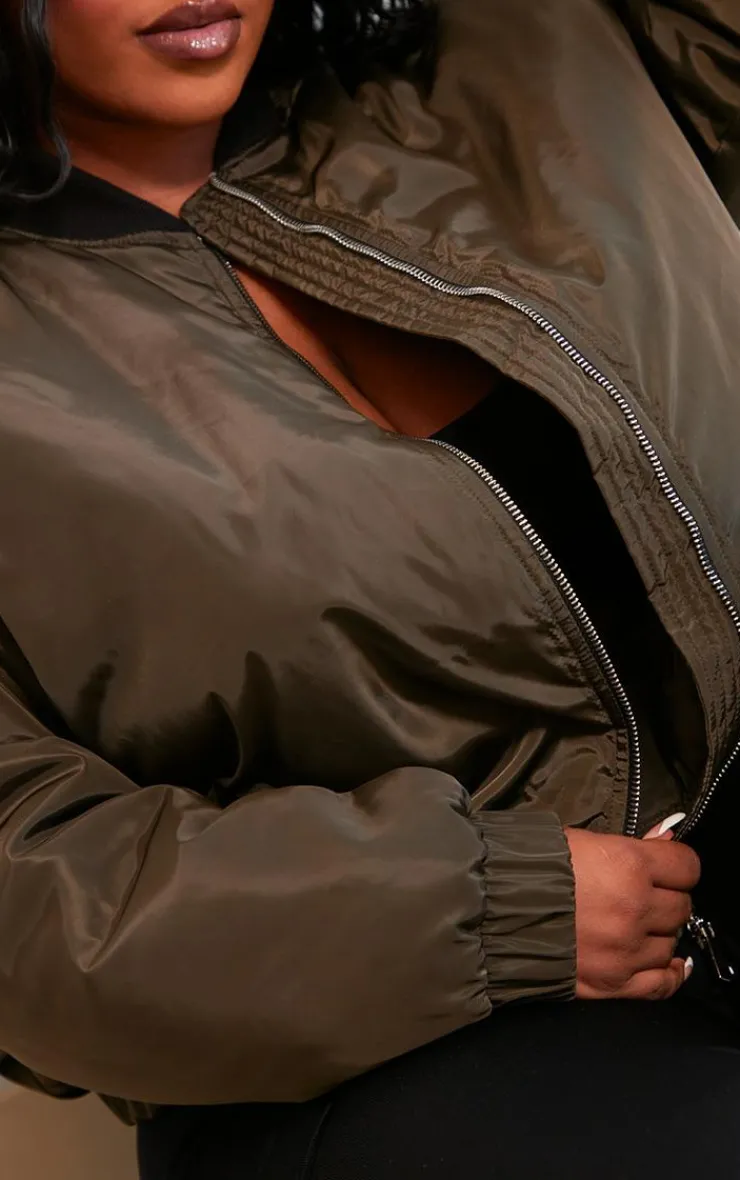 PrettyLittleThing Bomber Jackets*Plus Ribbed Neck Bomber Jacket