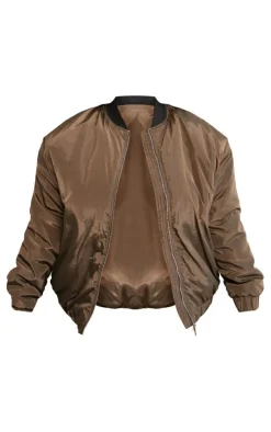 PrettyLittleThing Bomber Jackets*Plus Ribbed Neck Bomber Jacket