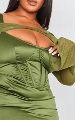 Plus Satin Corset Midi Dress-PrettyLittleThing Best