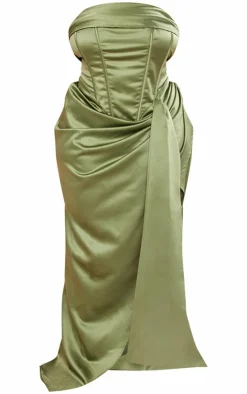 Plus Satin Draped Bandeau Corset Maxi Dress-PrettyLittleThing Best