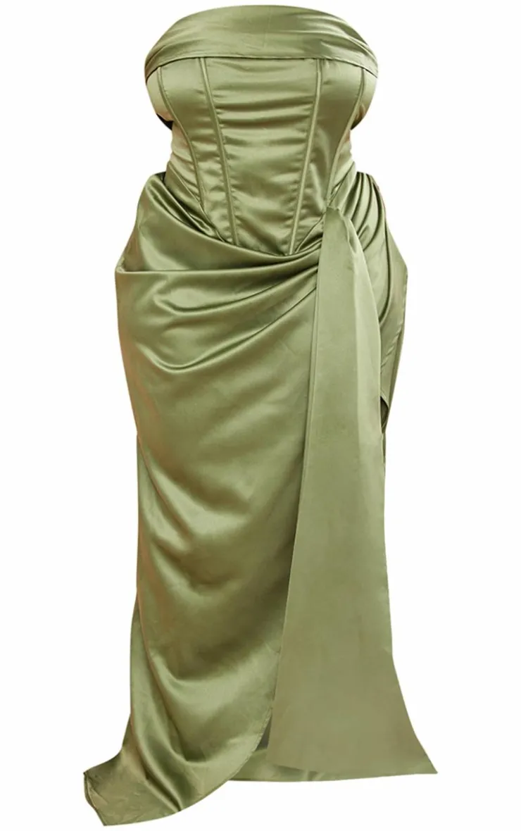 Plus Satin Draped Bandeau Corset Maxi Dress-PrettyLittleThing Best