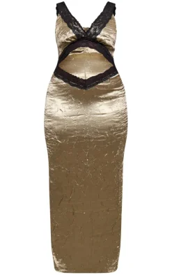 Plus Satin Lace Detail Cut Out Maxi Dress-PrettyLittleThing Best