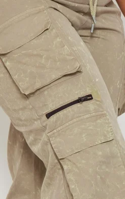 Plus Khaki Washed Cargo Pants