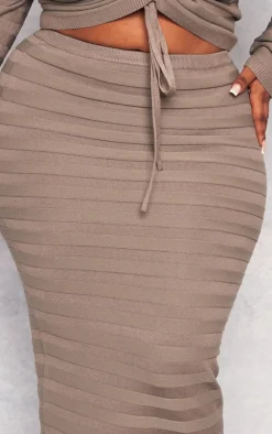 Outlet PrettyLittleThing Plus Wide Rib Knit Maxi Skirt Khaki