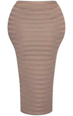 Outlet PrettyLittleThing Plus Wide Rib Knit Maxi Skirt Khaki