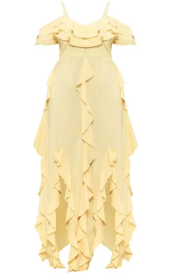 Plus Cold Shoulder Ruffle Detail Maxi Dress-PrettyLittleThing Best