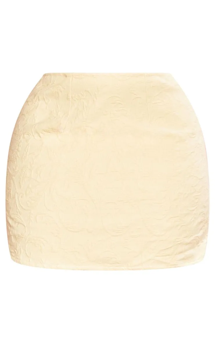 Clearance PrettyLittleThing Plus Textured Mini Skirt Lemon