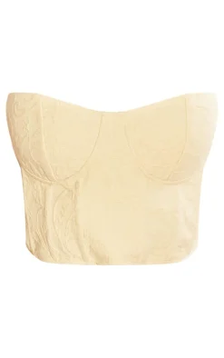 New PrettyLittleThing Plus Textured Underwired Corset Top Lemon