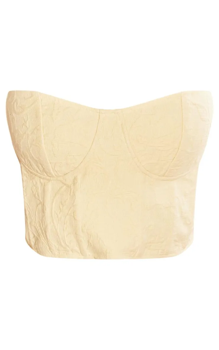New PrettyLittleThing Plus Textured Underwired Corset Top Lemon