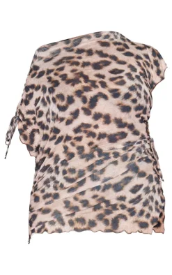 PrettyLittleThing Christmas Day Outfits*Plus Print Crinkle Mesh Top