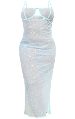 Plus Sheer Sequin Underwired Strappy Midi Dress-PrettyLittleThing Clearance