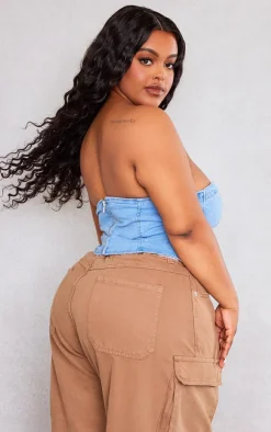 PrettyLittleThing Corsets*Plus Bandeau Denim Corset