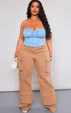 PrettyLittleThing Corsets*Plus Bandeau Denim Corset