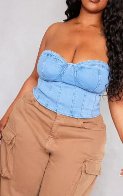 PrettyLittleThing Corsets*Plus Bandeau Denim Corset