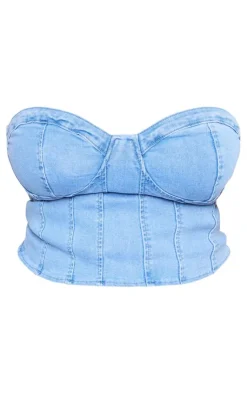 PrettyLittleThing Corsets*Plus Bandeau Denim Corset