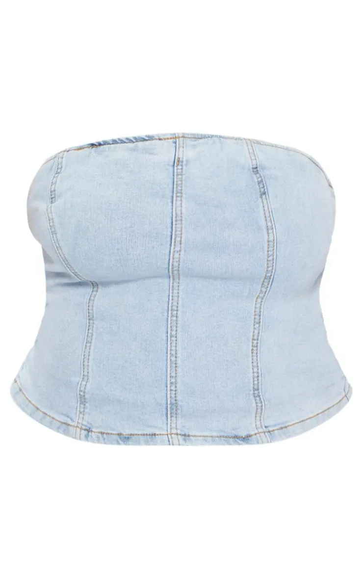 PrettyLittleThing Corsets*Plus Seam Detail Stretch Denim Corset