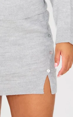 Best PrettyLittleThing Plus Asymmetric Fluffy Yarn Mini Skirt Light Grey