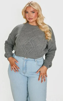 PrettyLittleThing Sweaters*Plus Cable Cropped Sweater