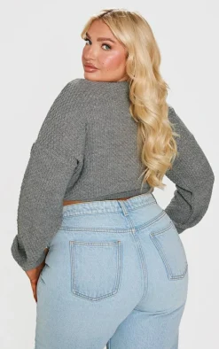 PrettyLittleThing Sweaters*Plus Cable Cropped Sweater